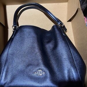 Coach metallic blue Hallie handbag